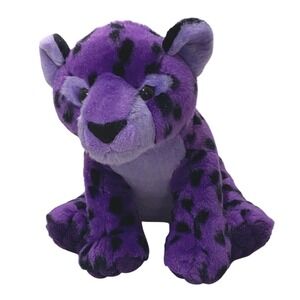 Aurora‎ Purple 10" Bean Plush Leopard Cheetah Big Cat Stuffed Animal Bold Color